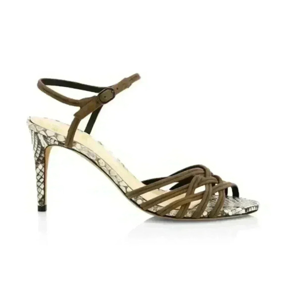 Alexandre Birman Shoes - Alexandre Birman Berthe Leather Sandal Size 38 Snakeskin Suede Straps